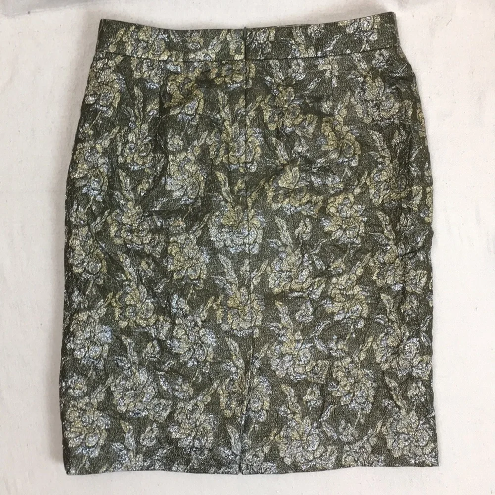 J Crew collection metallic brocade pencil skirt 6